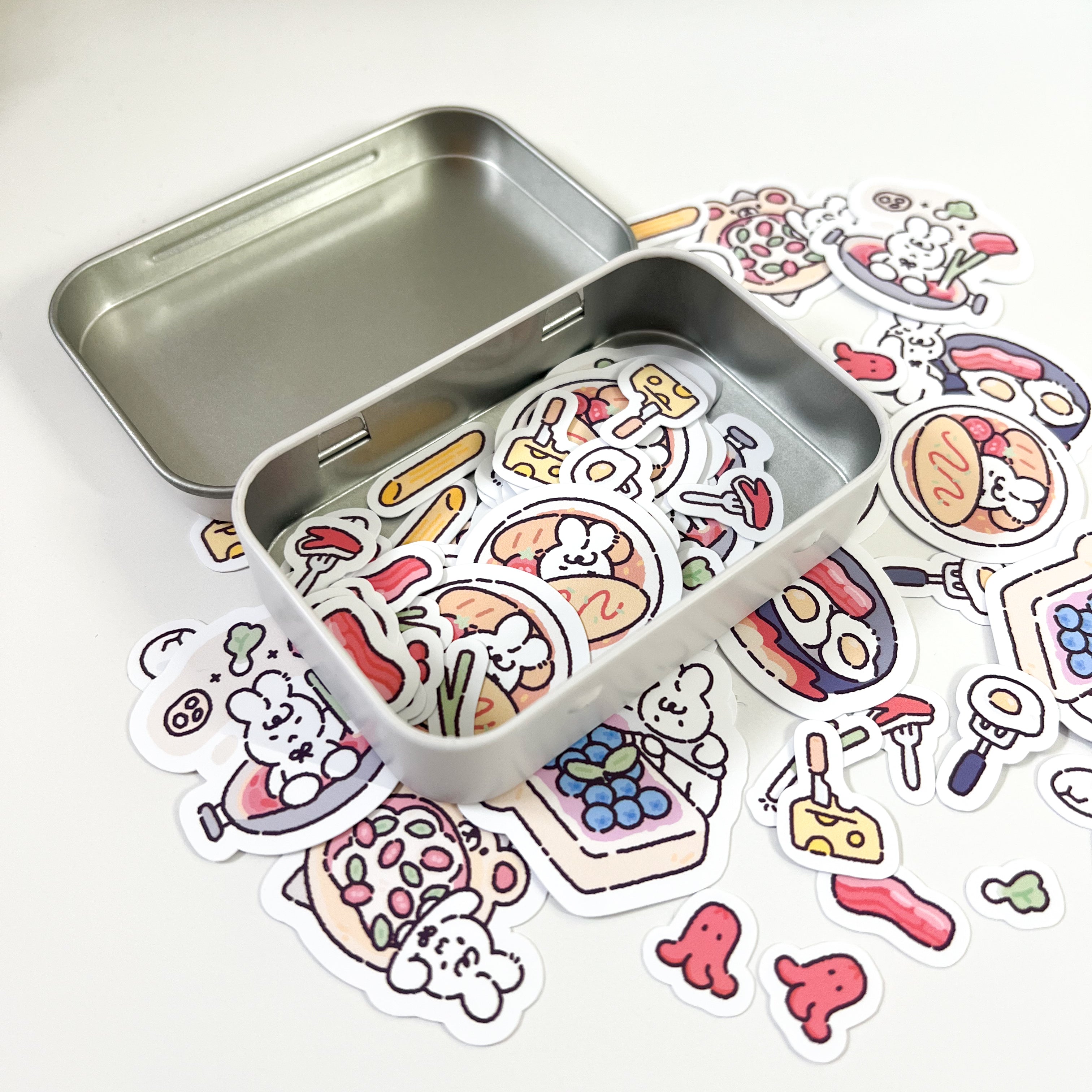 Healthy Eats Sticker Flakes and Tin