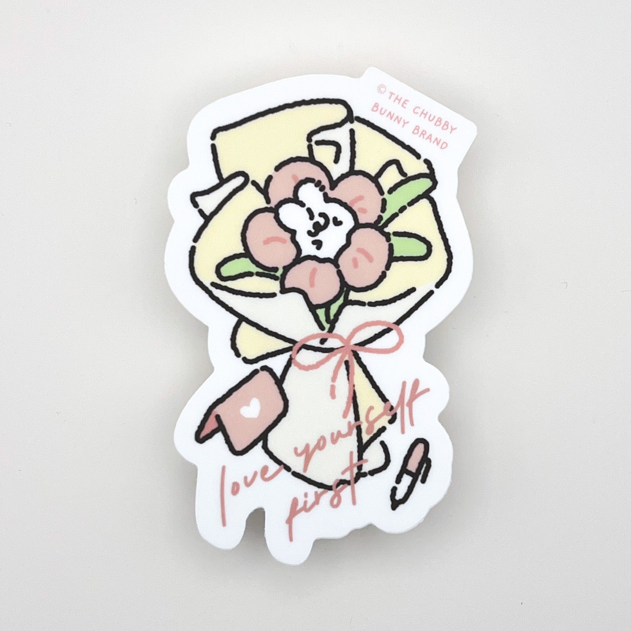 Love Yourself First Flower Bouquet Vinyl Sticker