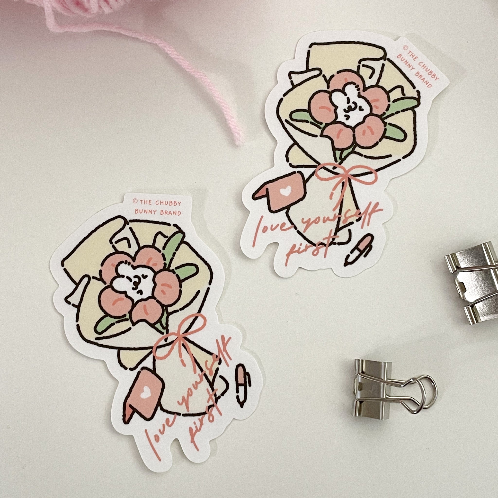 Love Yourself First Flower Bouquet Vinyl Sticker