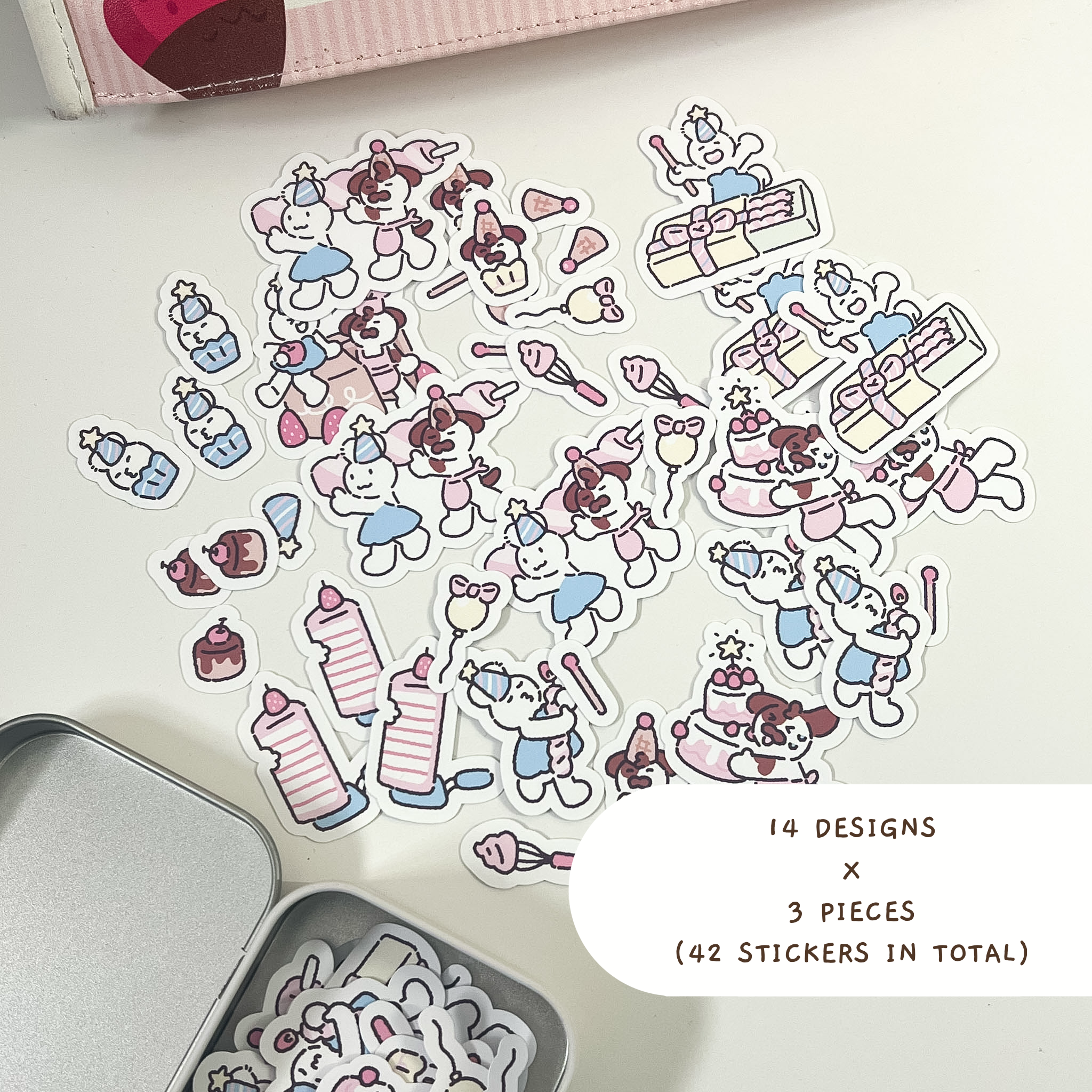 Birthday Wishes Sticker Flakes and Tin