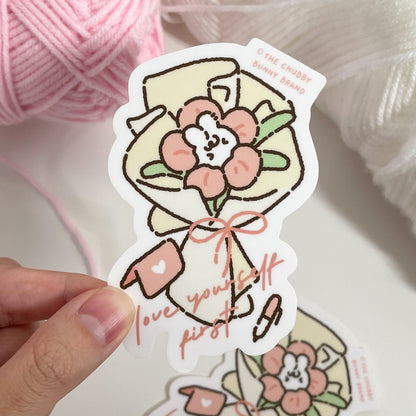 Love Yourself First Flower Bouquet Vinyl Sticker