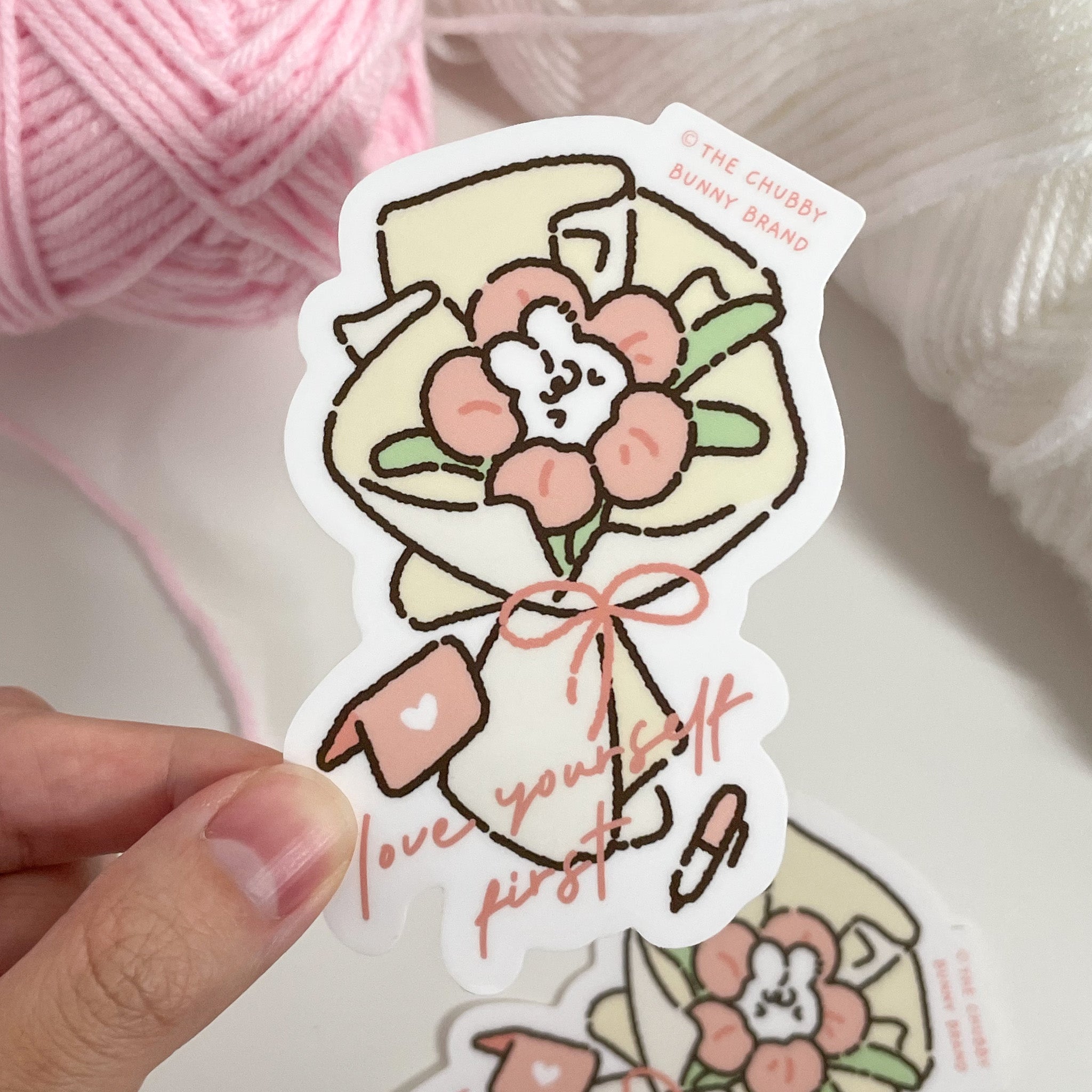 Love Yourself First Flower Bouquet Vinyl Sticker