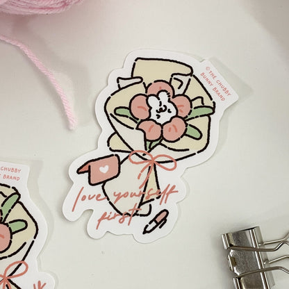 Love Yourself First Flower Bouquet Vinyl Sticker