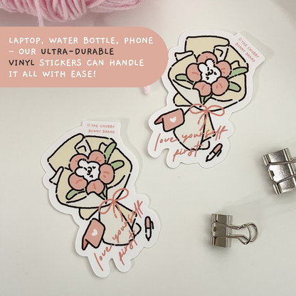 Love Yourself First Flower Bouquet Vinyl Sticker